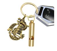 Sifflet de survie - Sifflet de coaching en laiton doré | Porte-clés de voiture de bon augure, outil de survie multifonction en plein air pour le camping, la randonnée, la nature, Navigation
