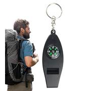 Sifflet de survie - Sifflet de sécurité pour randonnée, sifflet de camping 4 en 1 avec boussole, jauge de température et loupe, sifflet d'urgence pour aventures en plein air, sifflet fort pour adultes