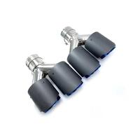 Sifflet D'éChappement 1 Paire Silencieux D'échappement Universels En Fibre Carbone Mat + Acier Inoxydable Bleu + Embout En Carbone Pour Voiture(ID 83mm-OD 114mm)