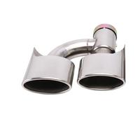 Sifflet D'éChappement Silencieux D'échappement En Acier Inoxydable Double Embout Ovale Argenté Pour Voiture(EJ30213h-R- AG)