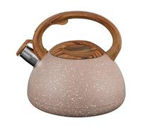 Sifflet en acier inoxydable de 3 L avec poignée en bois pour camping avec sifflet puissant pour poêle électrique, poêle en céramique, plaques de coc