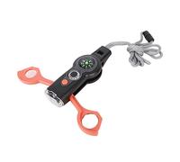 Sifflet Multifonctionnel, Thermomètre Boussole Lumières LED Miroir Convexe Camping Aventure Sifflet d'urgence pour Escalade Tout-Terrain Enfants SOS Pompier Sauvetage(Orange)