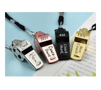 Sifflet personnalisé avec cordon, texte gravé sur trois côtés, cadeau personnalisé pour entraîneur, arbitre, enseignant, football, basket-ball, volley-ball, baseball, entraîneur (or rose)