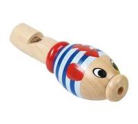 Sifflet poisson bois peint bleu Bleu G