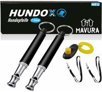 Sifflet pour chien HUNDOX Sifflet haute fréquence silencieux + clicker+ porte-clés [lot de 2]