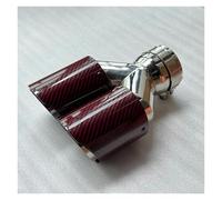 Sifflet Tuyau d'Échappement de Voiture Embout D'échappement Double En Fibre De Carbone Rouge Brillant 1 Pièce Silencieux Universel(ID 57MM-OD 101MM)