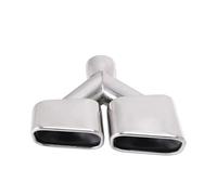 Sifflet Tuyau d'Échappement de Voiture Embout D'échappement Double Pour Voiture Style Y Entrée 63mm En Acier Inoxydable Chrome Argent Silencieux Carré(La gauche)