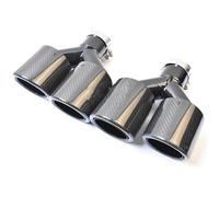 Sifflet Tuyau d'Échappement de Voiture Embout D'échappement Universel Double Brillant En Fibre De Carbone Noir 2 Pièces Silencieux Acier Inoxydable Pour E90(IN 57MM OUT 89MM)
