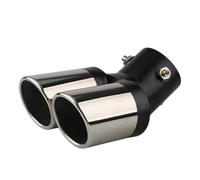 Sifflet Tuyau d'Échappement de Voiture Embout Silencieux D'échappement Voiture Incurvé À Double Sortie En Acier Inoxydable Décoration D'entrée 2.5 Pouces Tuyau Arrière Chromé(Black chrome bent)