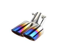 Sifflet Tuyau d'Échappement de Voiture Embout Silencieux D'échappement Voiture Incurvé À Double Sortie En Acier Inoxydable Décoration D'entrée 2.5 Pouces Tuyau Arrière Chromé(Burnt blue bent)