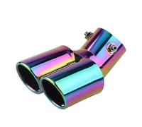 Sifflet Tuyau d'Échappement de Voiture Embout Silencieux D'échappement Voiture Incurvé À Double Sortie En Acier Inoxydable Décoration D'entrée 2.5 Pouces Tuyau Arrière Chromé(Neonchrome bent)