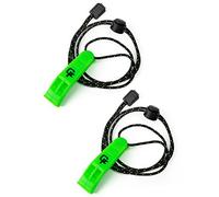 Sifflets d'urgence, Lot de 2, Signal de sécurité | Sifflet d'alerte de survie marin étanche 120 dB à double chambre Gradient Fitness, cordon réfléchissant