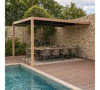 SIFNOS - Pergola bioclimatique 4x3m adossée effet bois