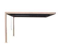 Pergola Bioclimatique 4x3m Adossée Effet Bois Sifnos Marron