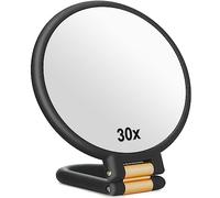 Sifolo Miroir grossissant x 30, miroirs de Voyage avec poignée - Miroir de Poche Double Face avec grossissement 1x 30x et poignée/Support réglable, Miroir de Voyage Pliable pour Maquillage (Noir)