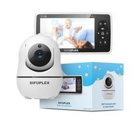 Sifuplex Babyphone avec caméra sans wifi - 720p HD - Moniteur bébé - Caméra de surveillance intérieure - Pivote à 360° & zoom 4x - Vision nocturne, température & berceuses