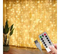 SIGANDG Guirlande lumineuse LED 3 x 3 m USB 8 modes Guirlande lumineuse LED pour Noël, mariage, fenêtre, mur, chambre, décoration de fête [classe énergétique G]