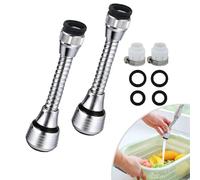 SIGANDG Peut Pivoter De 360 Degrés Economiseur D'eau Pour Robinet Douchette Robinet Cuisine Extension Mousseur Robinet Mit Adapter,Avec adaptateur, adapté à divers robinets(2 Pièces)