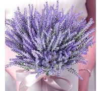 Siganorpy Lot de 12 Bouquets de Lavande Artificielle floquée en Fleurs Violettes pour Mariage, Maison, Jardin, Bureau, Mariage, Fleurs artificielles pour