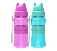 Sigdio 2 Pièces Gourde Enfants avec Paille garçon fille Anti fuite sans BPA Bouteille d'eau Enfant 1 2 3 4 5 Ans pour Maternelle, École et Activités extérieure (Bleu clair et Violet)