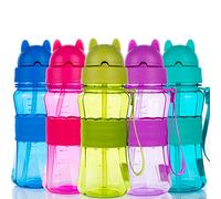 Sigdio Gourde Enfant avec Paille Anti fuite Bouteille d'eau Enfant garçons et filles Gourde pour Enfants sans BPA Gourde Sport pour Maison, École et Activités extérieure (Bleu clair -1)