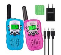 Sigdio T-388 Talkie Walkies pour Enfants PMR 446 Talkies Walkies avec Batteries Rechargeable et Chargeur Talky Walky Enfants VOX 8 Canaux 0,5W (Bleu et Rose)