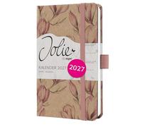 SIGEL 7J812 Agenda semainier Jolie 2027-1 an - environ A6 - Magnolia Dreams - 2 pages = 1 semaine - couverture rigide - 80 g/m² - brun/rose/blanc - 174 p. - certification FSC