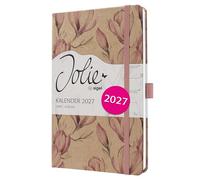 SIGEL 7J813 Agenda semainier Jolie 2027-1 an - environ A5 - Magnolia Dreams - 2 pages = 1 semaine - couverture rigide - 80 g/m² - brun/rose/blanc - 174 p. - certification FSC