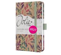 SIGEL 7J814 Agenda semainier Jolie 2027-1 an - environ A6 - Fairy Leaves - 2 pages = 1 semaine - couverture rigide - 80 g/m² - brun/rose/pourpre/turquoise - 174 p. - certification FSC