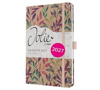 SIGEL 7J815 Agenda semainier Jolie 2027-1 an - environ A5 - Fairy Leaves - 2 pages = 1 semaine - couverture rigide - 80 g/m² - brun/rose/pourpre/turquoise - 174 p. - certification FSC