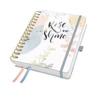 SIGEL 7J608 Agenda à spirale Jolie 2027-1 an - environ A5 - Soft Glimmer - 2 pages = 1 semaine - couverture rigide - 120 g/m² - rosé/gris/abricot/or - 240 p. - certification FSC