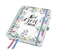 SIGEL Agenda à spirale Jolie 2027 A5 couverture rigide | 7J609, calendrier, planificateur, organisateur, certifié FSC, rose, violet, vert, bleu