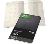 SIGEL C2784 Agenda cahier mensuel Conceptum 2027-1 an - environ A5 - noir - 2 pages = 1 mois - couverture souple - 80 g/m² - 64 p. - certification FSC