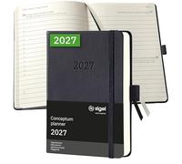 Sigel Agenda journalier Conceptum 2027 A6 couverture rigide | C2711, noir, pour planification claire des rendez-vous, des tâches et des notes