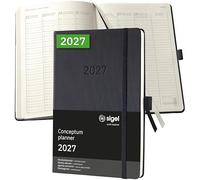 SIGEL Agenda semainier Conceptum 2027 A5 couverture rigide | C2719, vertical, noir, pour planification claire des rendez-vous, des tâches et des notes