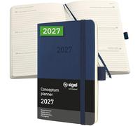 SIGEL C2733 Agenda semainier Conceptum 2027-1 an - environ A6 - bleu foncé - 2 pages = 1 semaine - couverture souple - 80 g/m² - 176 p. - certification FSC