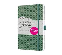SIGEL 7J135 Agenda semainier Jolie 2027-1 an - environ A5 - Natural Green - 2 pages = 1 semaine - couverture rigide - 80 g/m² - vert - 174 p. - certification FSC