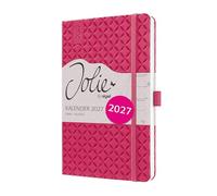 SIGEL 7J105 Agenda semainier Jolie 2027-1 an - environ A5 - Fuchsia Pink - 2 pages = 1 semaine - couverture rigide - 80 g/m² - rose - 174 p. - certification FSC