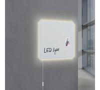 Sigel Artverum tableau verre trempé design ultra brillant - Eclairage LED - Surface magnétique - L.48 x H.48 cm - Blanc