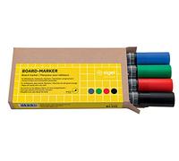 SIGEL BA010 Lot de 4 marqueurs pour tableaux en verre / tableaux blancs, effaçables, encre "cap off", pointes ogives Ø 2-3 mm, 4 couleurs (noir/rouge/vert/bleu)