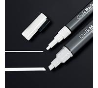 SIGEL Ba176 Lot de 2 Marqueurs à Craie Liquide 20 et 50, Effaçables. 1 Pointe Ogive Ø 1 à 2 Mm et 1 Pointe Biseautée 5-15 Mm , Blanc