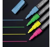 SIGEL BA179 Marqueur craie - effaçable à sec et au chiffon humide - rose, jaune, vert, bleu - pointe ogive 1-2 mm - 4 pièces - pour surfaces lisses en verre, surfaces fermées