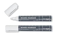SIGEL Ba715 Lot de 2 Marqueurs pour Tableaux en Verre Foncé ou Miroir, Effaçables. Pointes Ogives Ø 2-3 Mm, Blanc