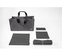 SIGEL BAB02 Set Bag Accessoires L - gris foncé - 1x sacoche, 1x housse pour ordinateur portable, 1x set de pochettes de rangement, 1x sous-main - feutre synthétique, RPET - 50 x 28 x 15 cm