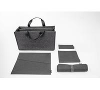 SIGEL BAB11 Set Bag Accessoires L - gris foncé - 1x sacoche, 1x housse pour ordinateur portable, 1x set de pochettes de rangement, 1x sous-main - feutre synthétique, RPET - 50 x 28 x 15 cm