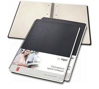 SIGEL Bloc à spirales Conceptum A4 couverture rigide - 3 pièces | CO820/3, petits carreaux, noir, comme journal intime, bullet journal, livre d'idées, cahier d'écriture