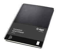 SIGEL Bloc à spirales Conceptum A4 couverture rigide | CO840, petits carreaux, intercalaires amovibles, noir, comme journal intime, bullet journal, livre d'idées, cahier d'écriture