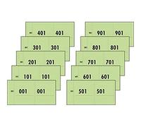SIGEL Bloc de tickets numérotés 5,30 x 10,50 cm | 76153, lot de 10 blocs, 10 x 100 bons numérotés 1 à 1000, papier recyclé, vert