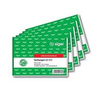 Sigel Bloc SD023 facture, fälschungssicher, A6 Paysage, autocopiant 2 poinçons, lot de 5 5 Stück