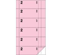 SIGEL BO002 Carnet de tickets, 360 coupures, serveur n° 2, rose, 105x200 mm, avec papier bleu, 2 x 60 feuilles